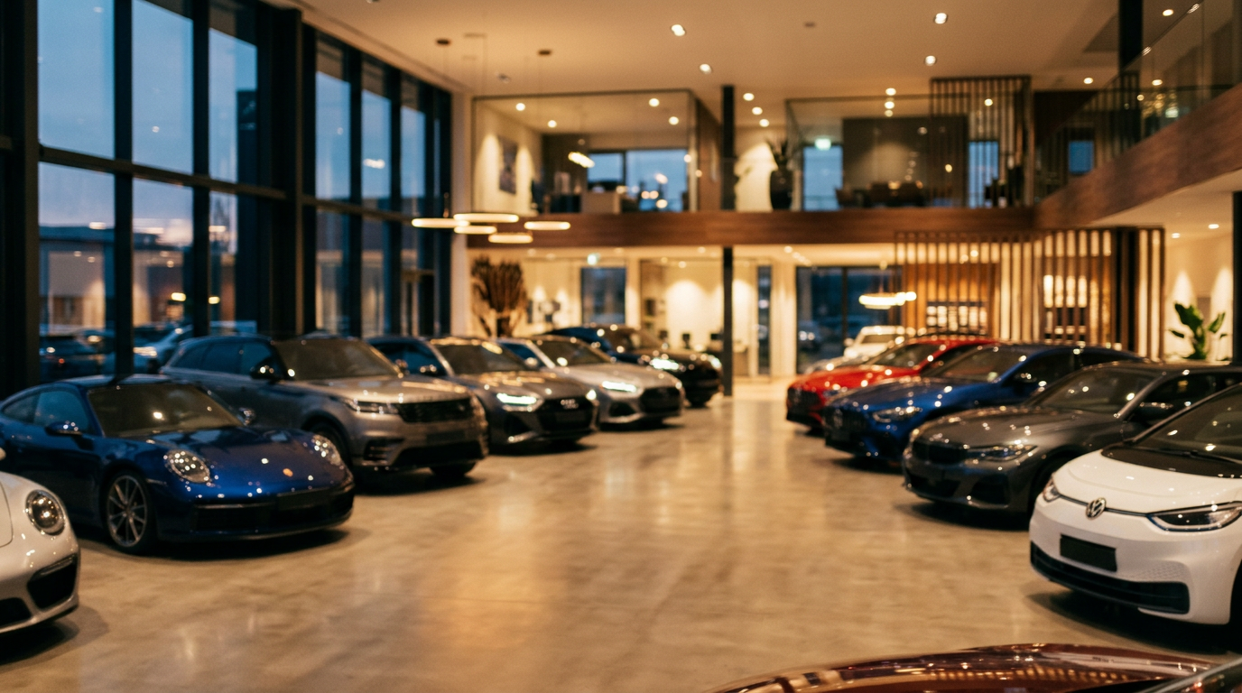 Car showroom blurred background